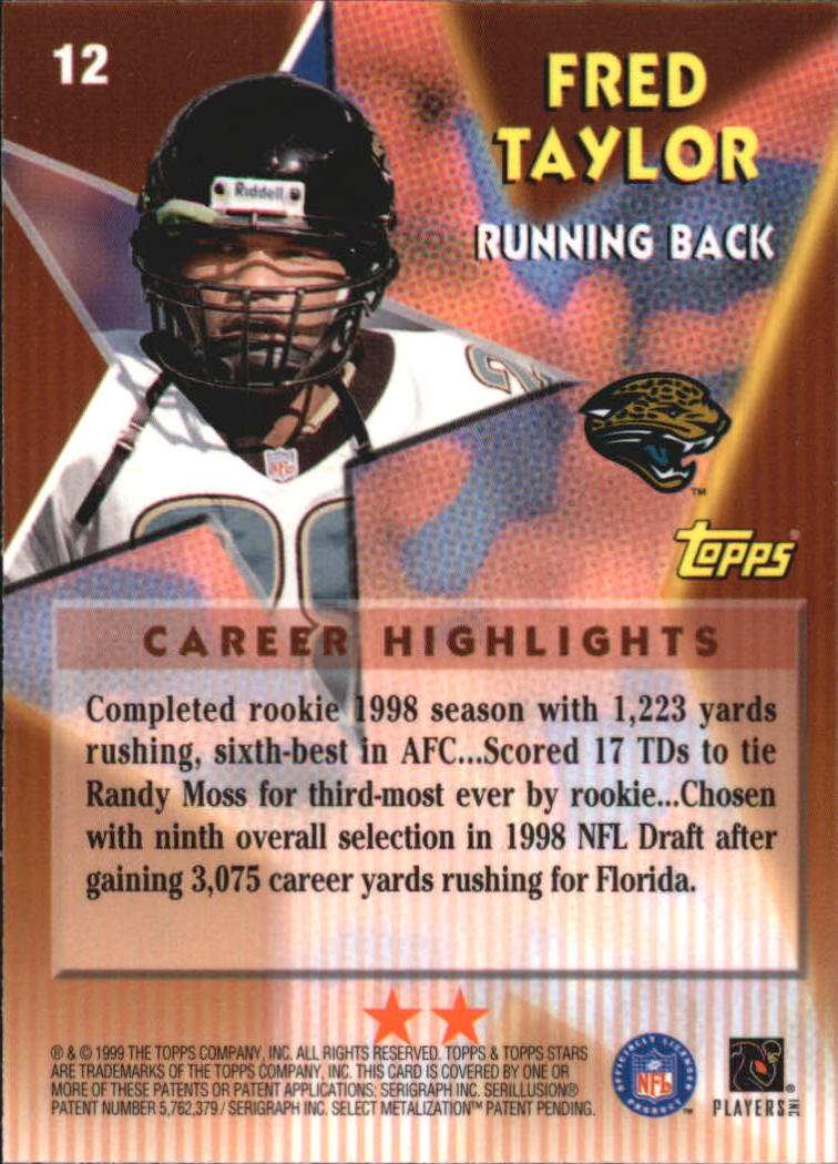 1999 Topps Stars Two Star #12 Fred Taylor back image