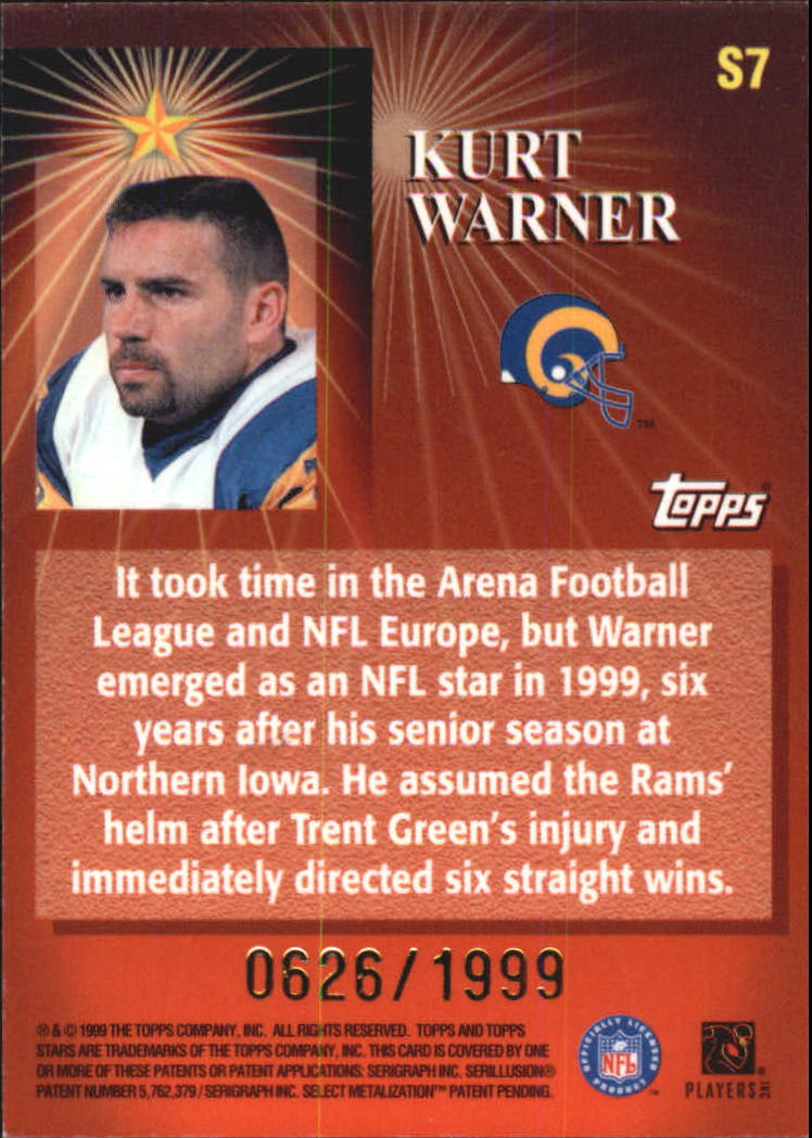1999 Topps Stars Stars of the Game #S7 Kurt Warner back image