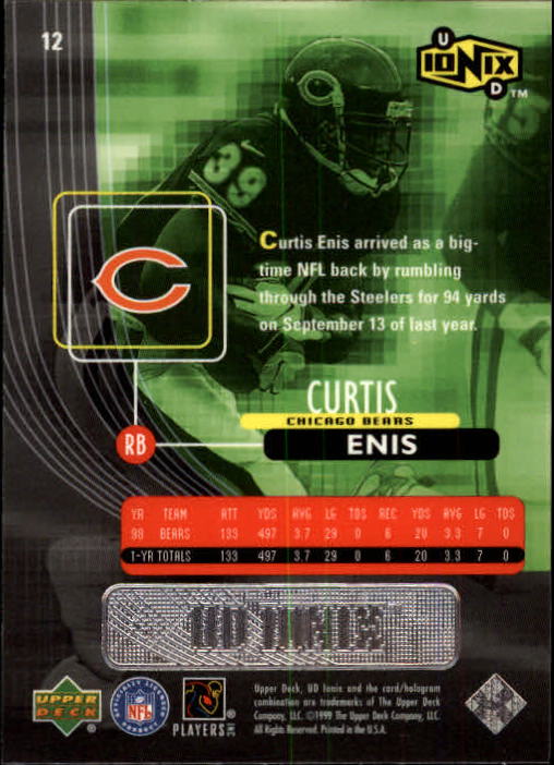 1999 UD Ionix #12 Curtis Enis back image