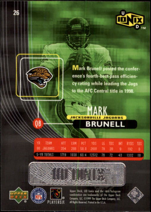 1999 UD Ionix #26 Mark Brunell back image