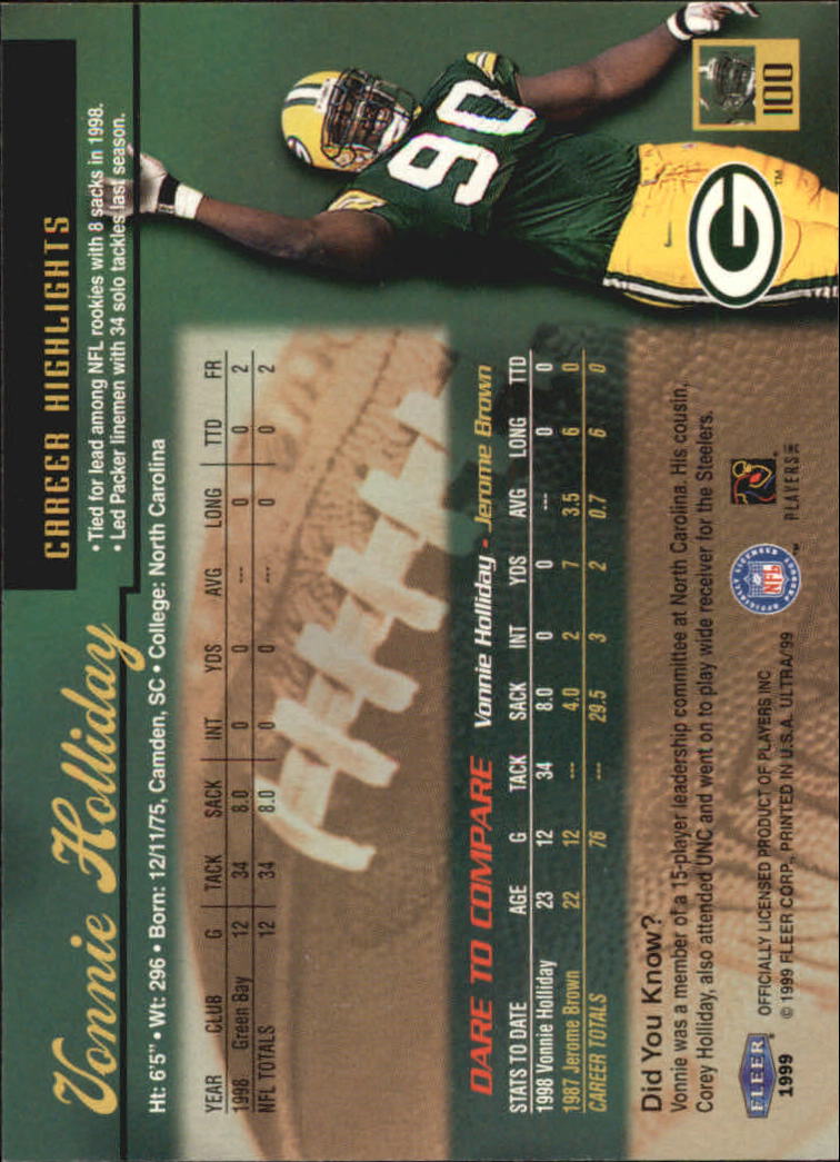 1999 Ultra #100 Vonnie Holliday back image