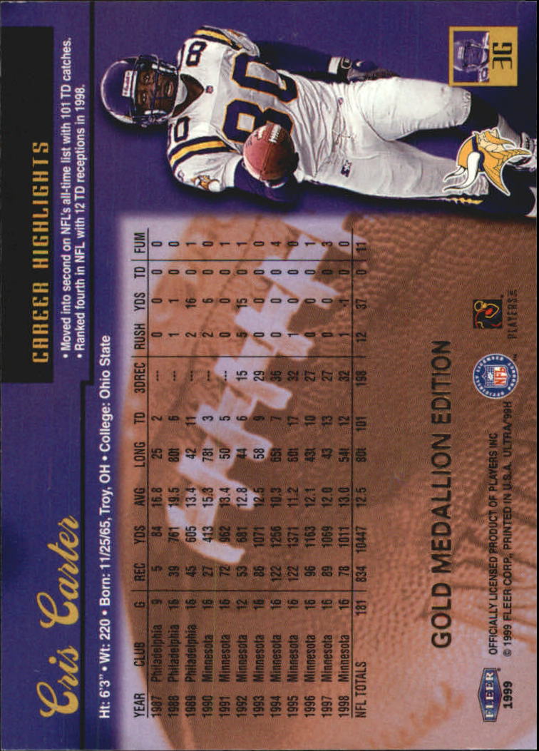 1999 Score Cris Carter Minnesota Vikings #3