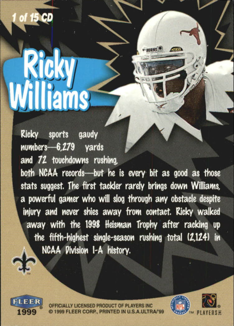 1999 Ultra Caught In The Draft #1 Ricky Williams back image