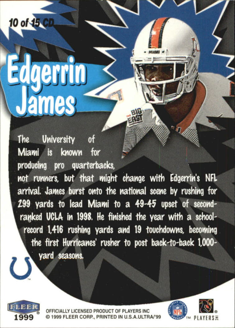 1999 Ultra Caught In The Draft #10 Edgerrin James back image