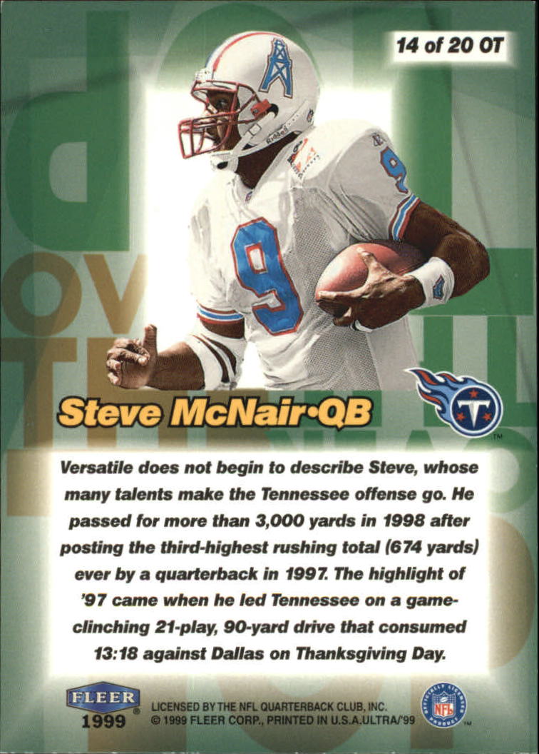 1999 Ultra Over The Top #14 Steve McNair back image