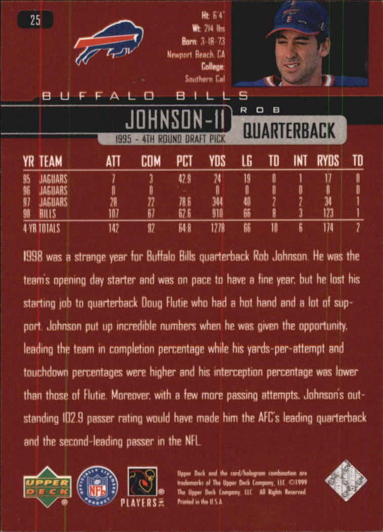 1999 Upper Deck Exclusives 100 #25 Rob Johnson back image