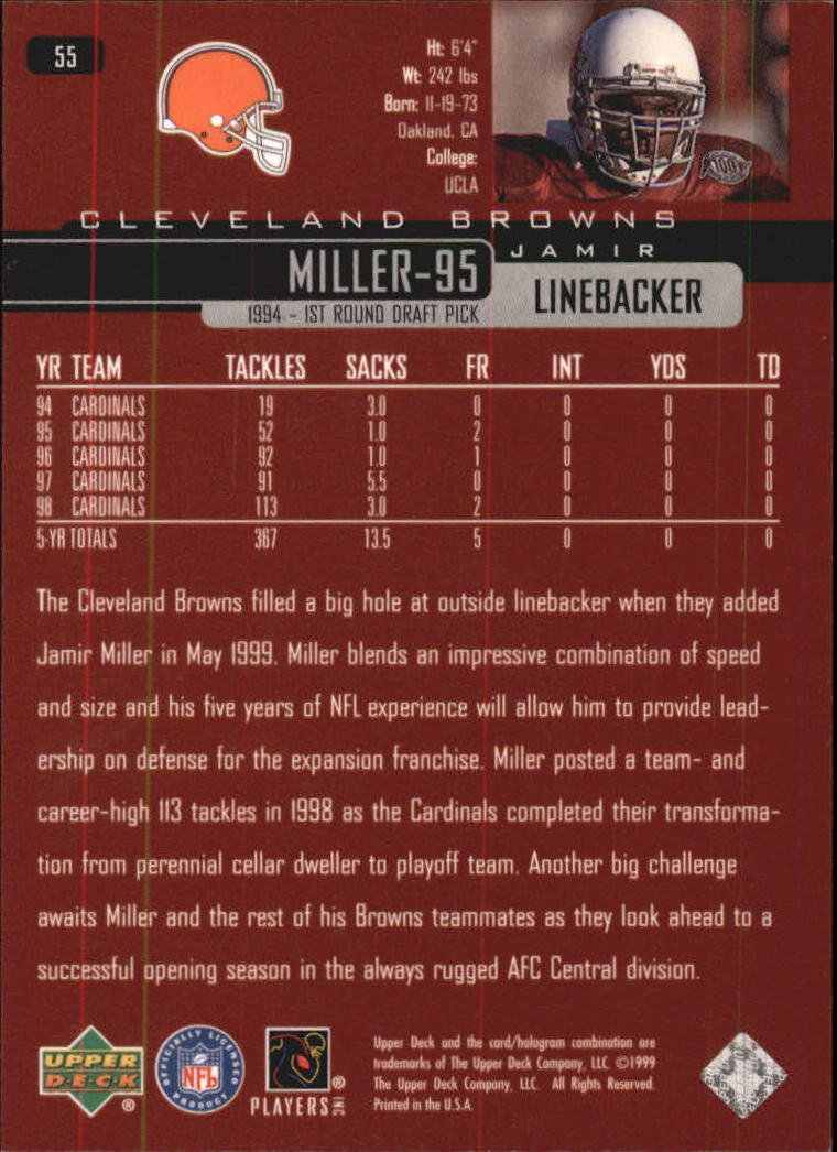 1999 Upper Deck Exclusives 100 #55 Jamir Miller back image