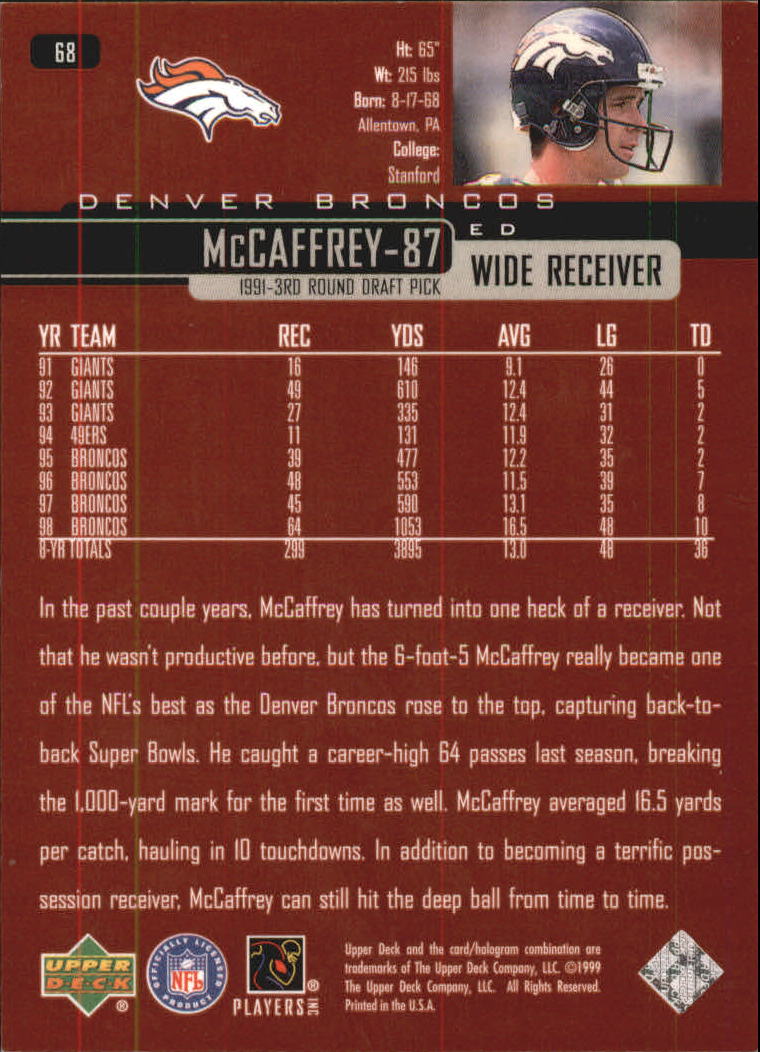 1999 Upper Deck Exclusives 100 #68 Ed McCaffrey back image