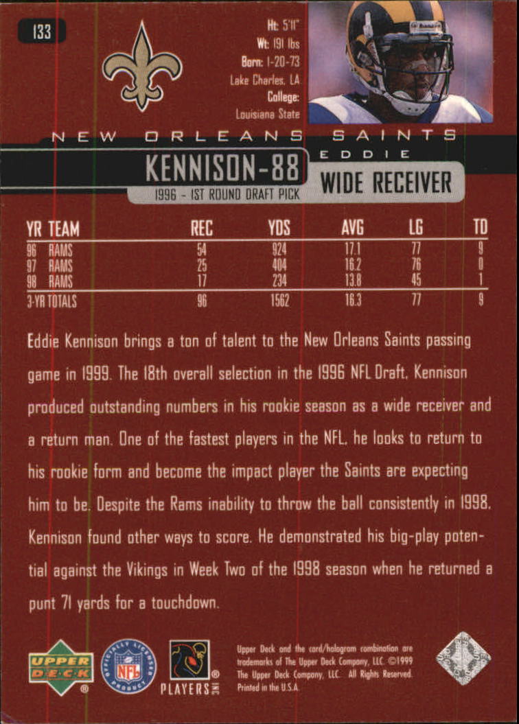 1999 Upper Deck Exclusives 100 #133 Eddie Kennison back image