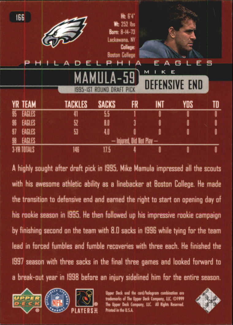 1999 Upper Deck Exclusives 100 #166 Mike Mamula back image
