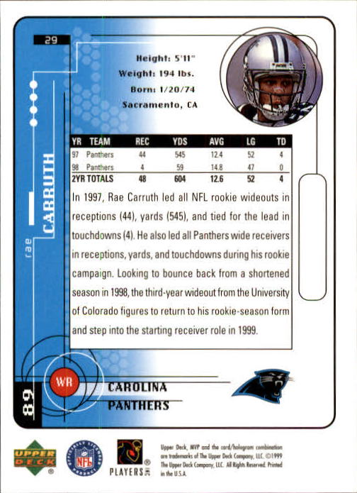 1999 Upper Deck MVP Football (Pick Card From List) C146 01-25 - Bild 49 von 321