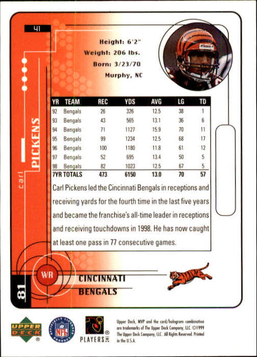 1999 Upper Deck MVP Football (Pick Card From List) C146 01-25 - Bild 71 von 321