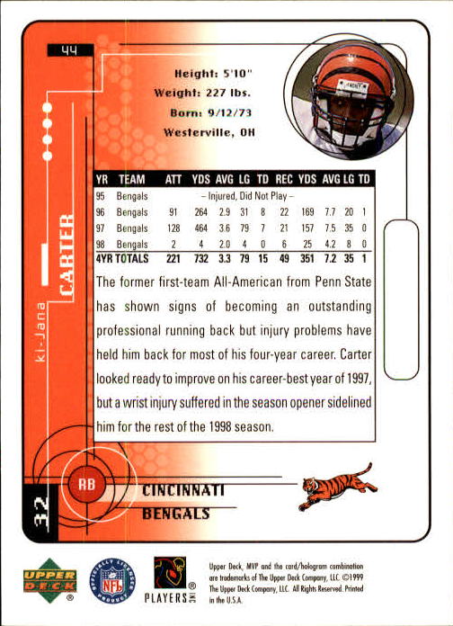 A1836- 1999 Upper Deck MVP FB Cards 1-220 +Rookies -You Pick- 15+ FREE US SHIP - Picture 87 of 419