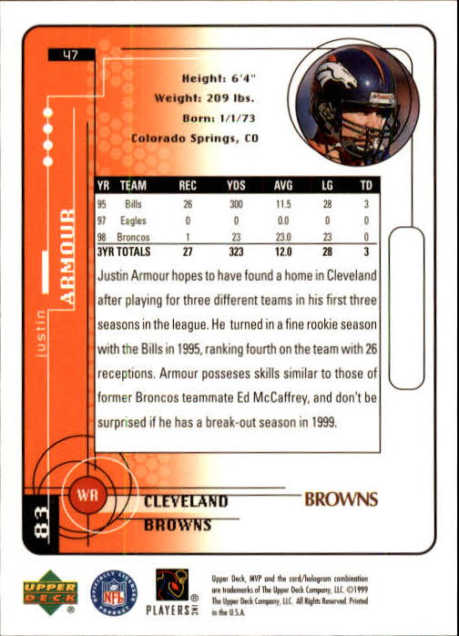 A1836- 1999 Upper Deck MVP FB Cards 1-220 +Rookies -You Pick- 15+ FREE US SHIP - Picture 93 of 419