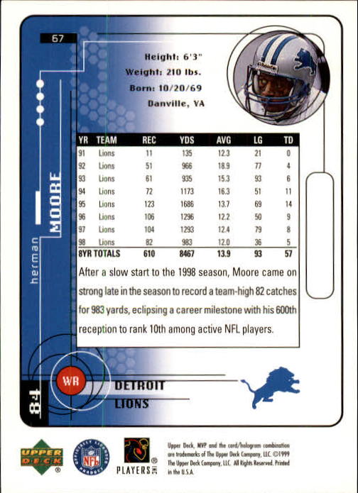 A1836- 1999 Upper Deck MVP FB Cards 1-220 +Rookies -You Pick- 15+ FREE US SHIP - Picture 129 of 419