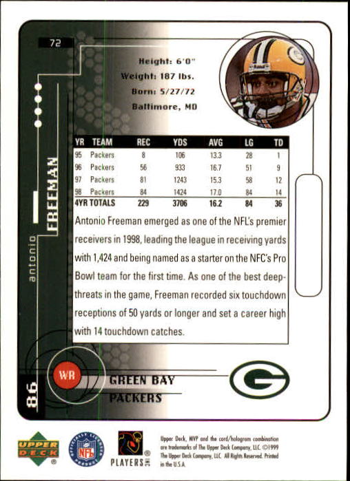 1999 Upper Deck MVP Football (Pick Card From List) C146 01-25 - Bild 109 von 321