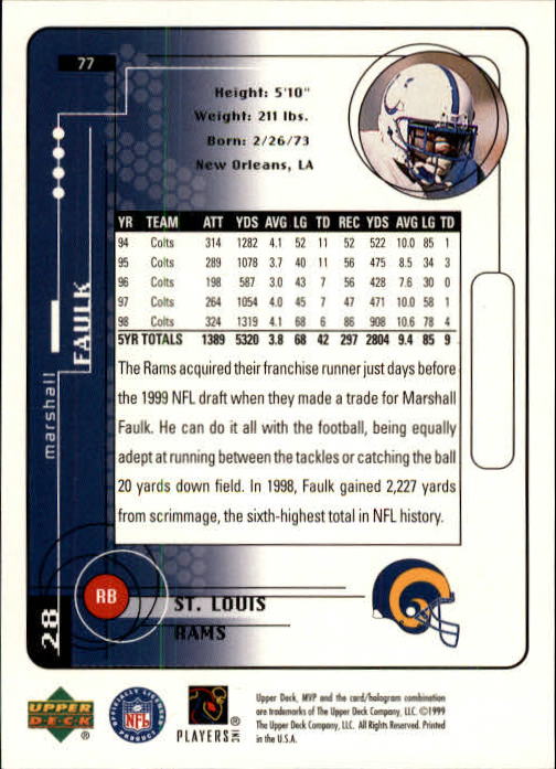 1999 Upper Deck MVP Football (Pick Card From List) C146 01-25 - Bild 119 von 321