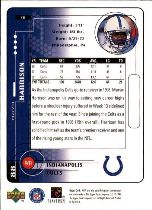 1999 Upper Deck MVP Football (Pick Card From List) C146 01-25 - Bild 121 von 321