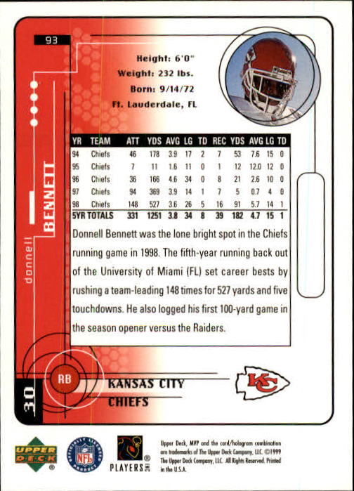 1999 Upper Deck MVP Football (Pick Card From List) C146 01-25 - Bild 147 von 321