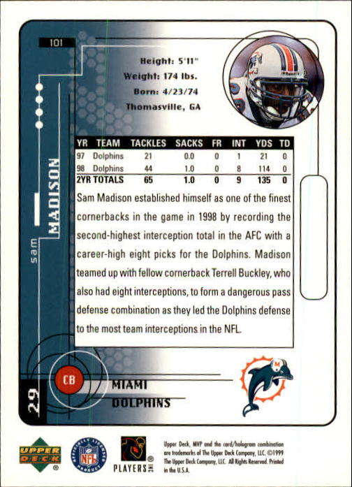 A1836- 1999 Upper Deck MVP FB Cards 1-220 +Rookies -You Pick- 15+ FREE US SHIP - Picture 197 of 419