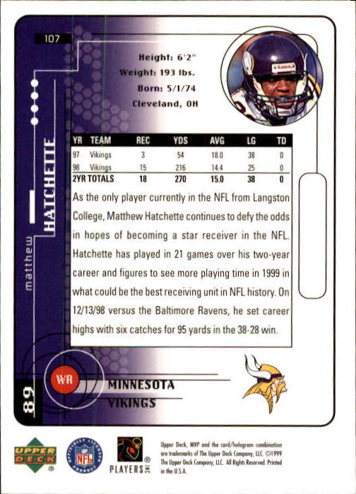 1999 Upper Deck MVP Football (Pick Card From List) C146 01-25 - Bild 163 von 321