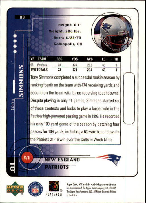 1999 Upper Deck MVP Football (Pick Card From List) C146 01-25 - Bild 171 von 321