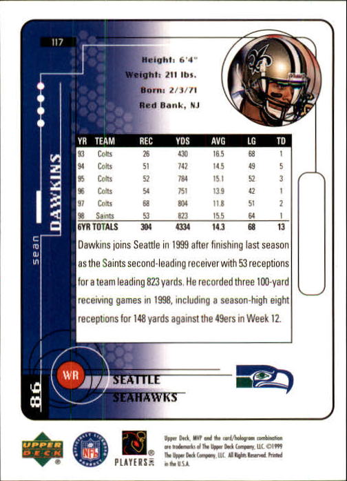 A1836- 1999 Upper Deck MVP FB Cards 1-220 +Rookies -You Pick- 15+ FREE US SHIP - Picture 225 of 419