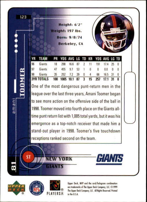1999 Upper Deck MVP Football (Pick Card From List) C146 01-25 - Bild 189 von 321