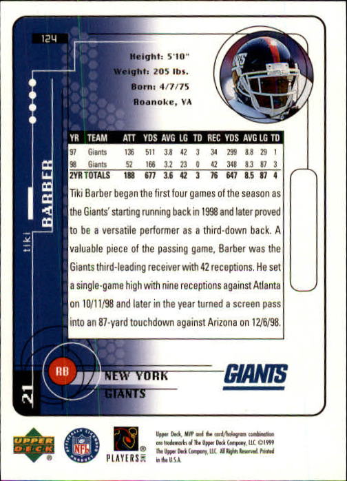 1999 Upper Deck MVP Football (Pick Card From List) C146 01-25 - Bild 191 von 321