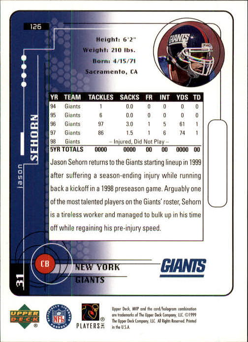 1999 Upper Deck MVP Football (Pick Card From List) C146 01-25 - Bild 195 von 321