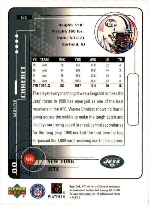A1836- 1999 Upper Deck MVP FB Cards 1-220 +Rookies -You Pick- 15+ FREE US SHIP - Picture 251 of 419