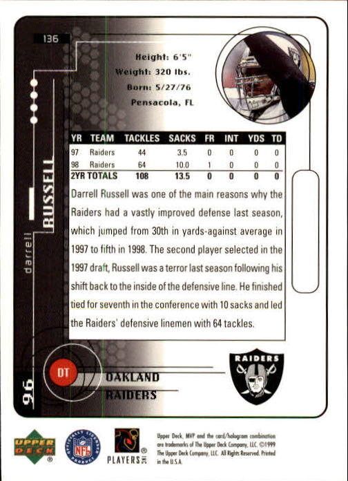 1999 Upper Deck MVP Football (Pick Card From List) C146 01-25 - Bild 205 von 321