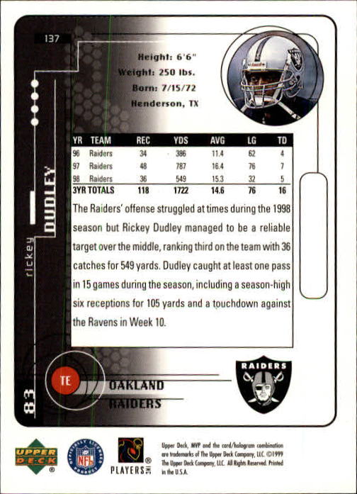 A1836- 1999 Upper Deck MVP FB Cards 1-220 +Rookies -You Pick- 15+ FREE US SHIP - Picture 263 of 419