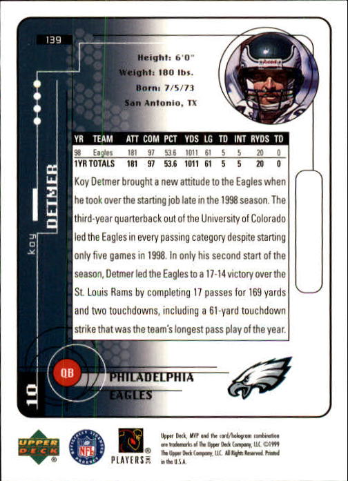 1999 Upper Deck MVP Football (Pick Card From List) C146 01-25 - Bild 207 von 321