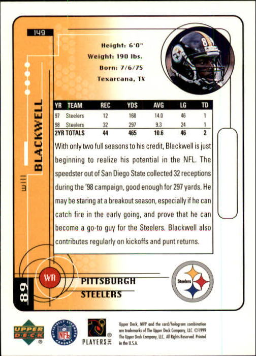 1999 Upper Deck MVP Football (Pick Card From List) C146 01-25 - Bild 215 von 321