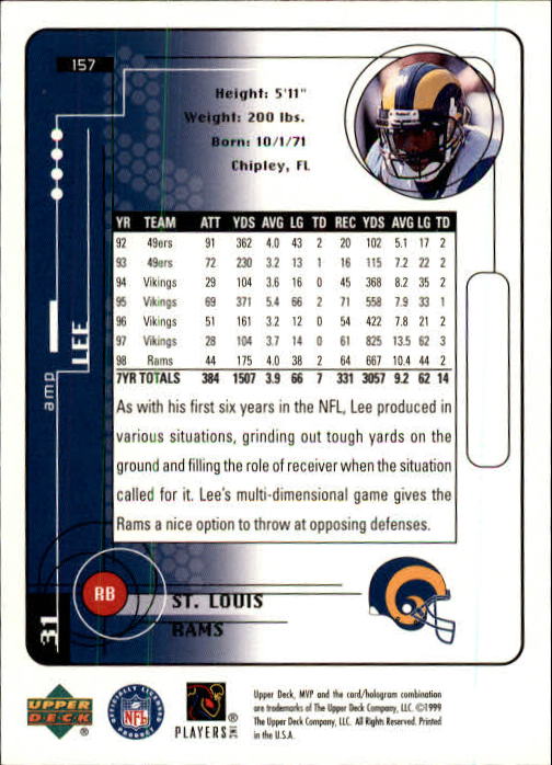 A1836- 1999 Upper Deck MVP FB Cards 1-220 +Rookies -You Pick- 15+ FREE US SHIP - Picture 299 of 419