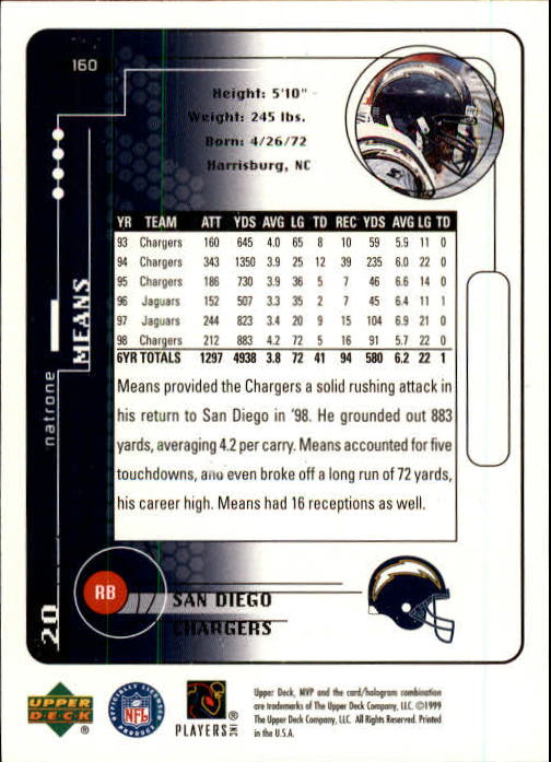 1999 Upper Deck MVP Football (Pick Card From List) C146 01-25 - Bild 233 von 321