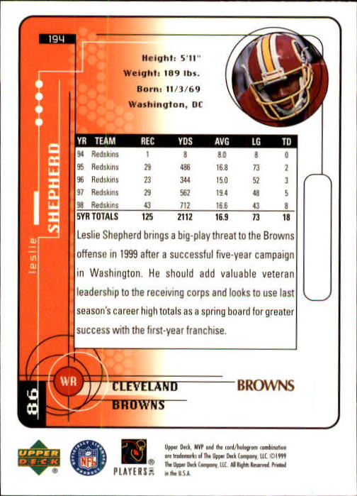 1999 Upper Deck MVP Football (Pick Card From List) C146 01-25 - Bild 289 von 321