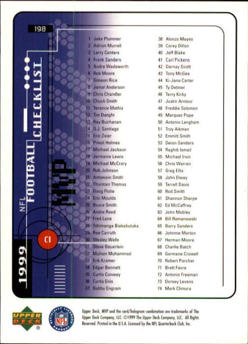 1999 Upper Deck MVP Football (Pick Card From List) C146 01-25 - Bild 295 von 321