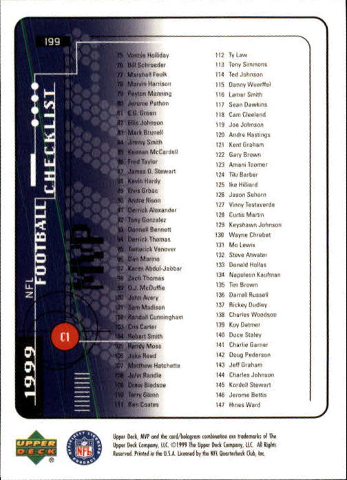 1999 Upper Deck MVP Football (Pick Card From List) C146 01-25 - Bild 297 von 321