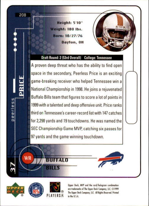 A1836- 1999 Upper Deck MVP FB Cards 1-220 +Rookies -You Pick- 15+ FREE US SHIP - Picture 393 of 419