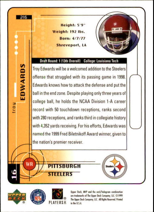 1999 Upper Deck MVP Football (Pick Card From List) C146 01-25 - Bild 315 von 321