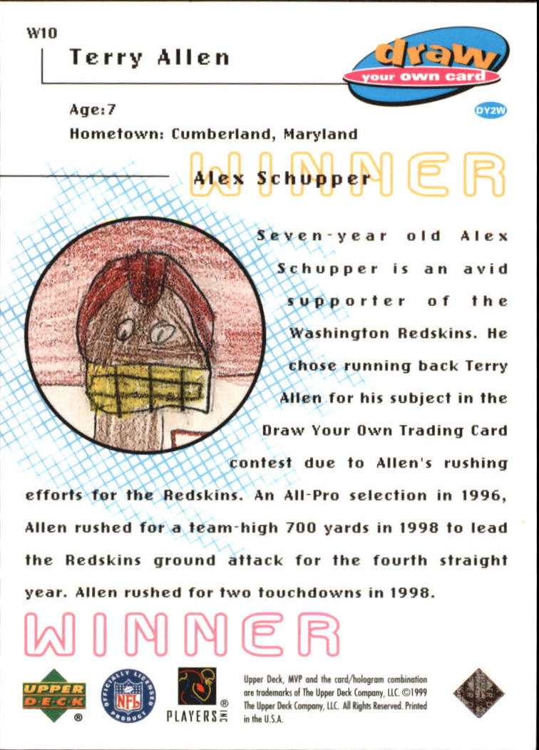 1999 Upper Deck MVP Draw Your Own Card #W10 Terry Allen back image