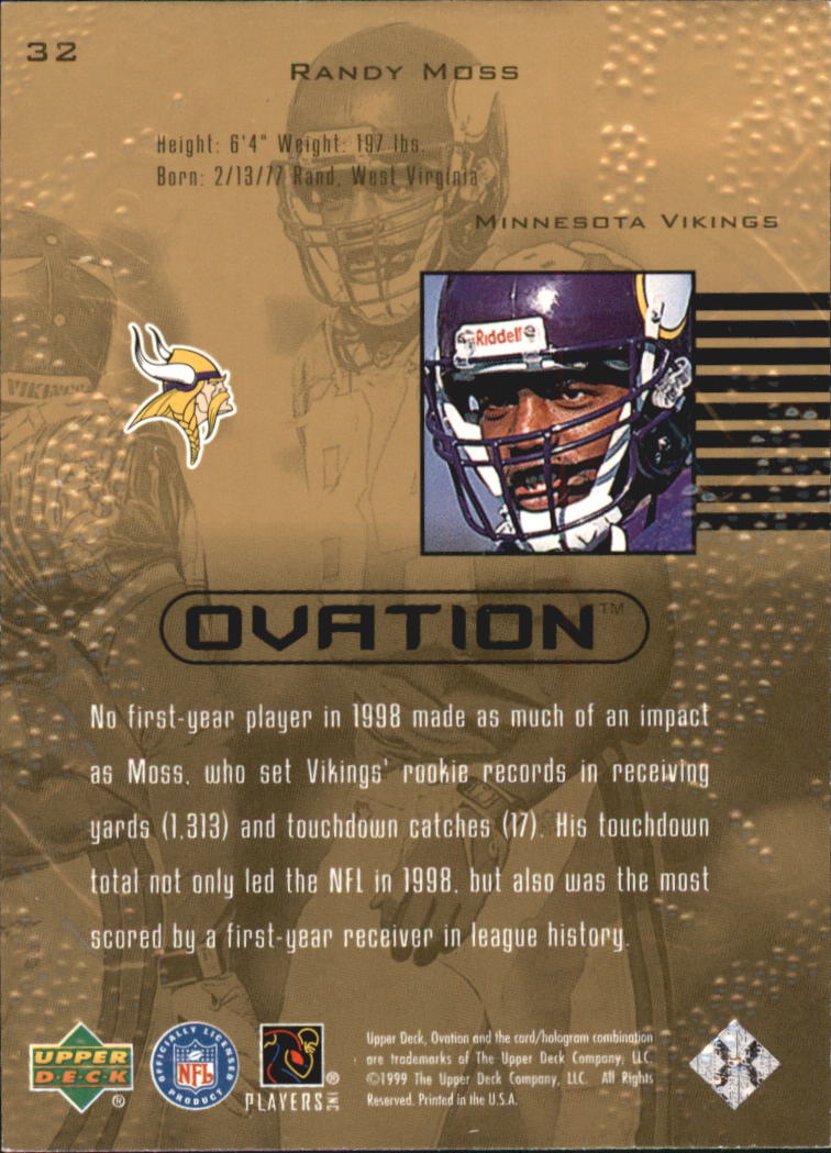 1998 Upper Deck #17 Randy Moss RC Team: Minnesota Vikings Rookie Card