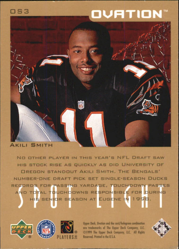 1999 Upper Deck Ovation Spotlight #OS3 Akili Smith back image