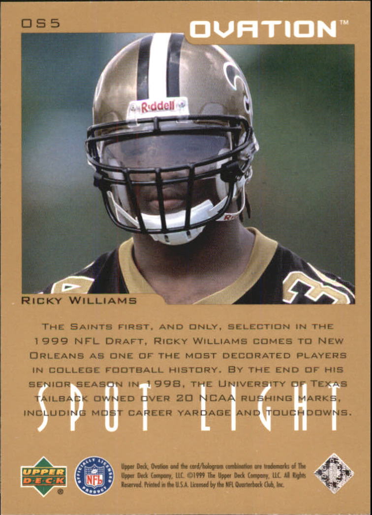 1999 Upper Deck Ovation Spotlight #OS5 Ricky Williams back image