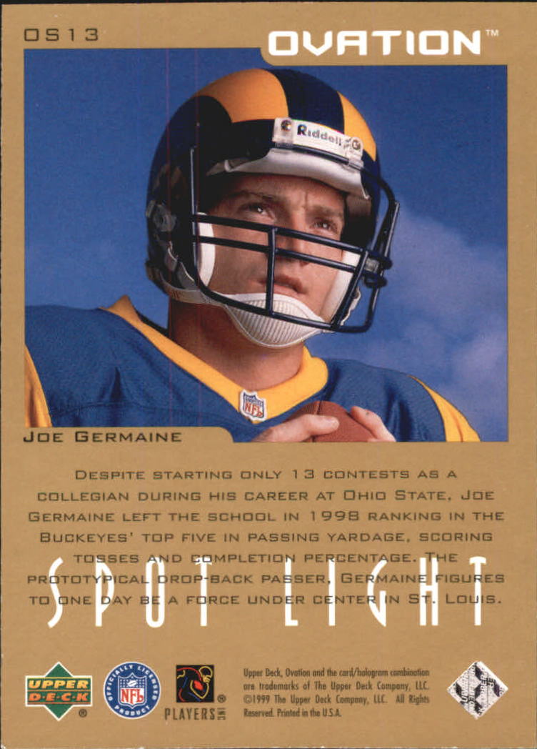 1999 Upper Deck Ovation Spotlight #OS13 Joe Germaine back image