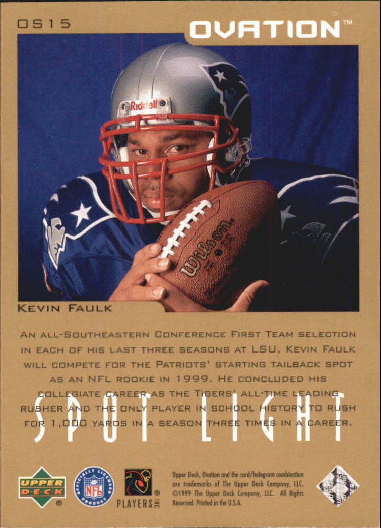 1999 Upper Deck Ovation Spotlight #OS15 Kevin Faulk back image