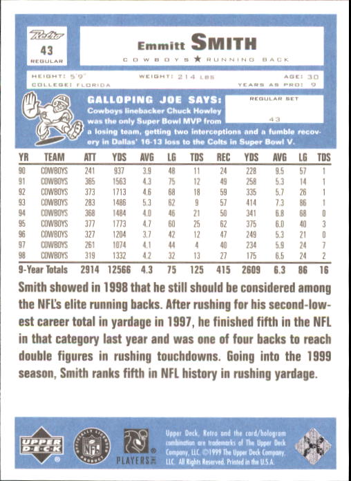 A7636- 1999 Upper Deck Retro FB #s 1-165 +Inserts -You Pick- 15+ FREE US SHIP - Picture 281 of 330