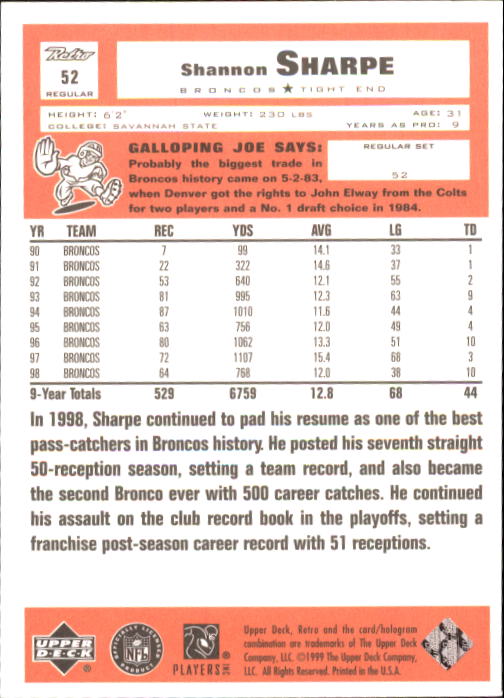 A7636- 1999 Upper Deck Retro FB #s 1-165 +Inserts -You Pick- 15+ FREE US SHIP - Picture 145 of 330